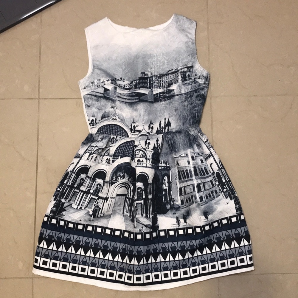 Black and White Mural Dress